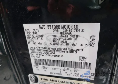 2013 Ford F-150 Xlt z USA, uszkodzony, nr VIN 1FTFW1EF9DFB13816